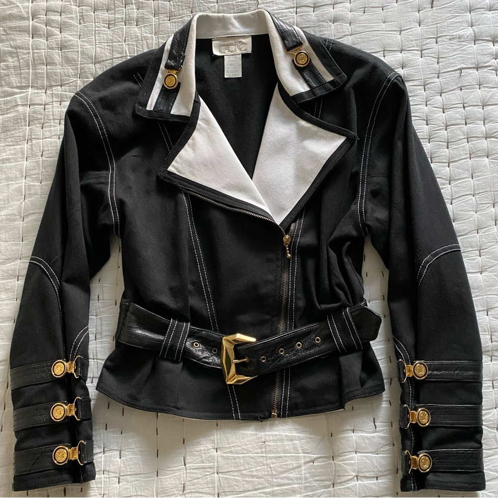 CACHE Vintage Motorcycle Biker Jacket Size XS